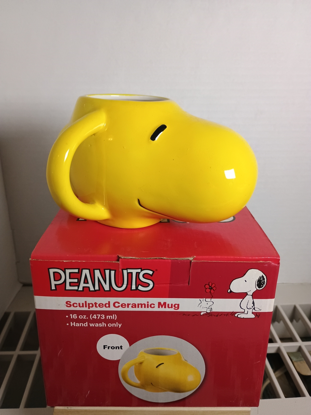 Peanuts Woodstock Sculpted Ceramic Mug Yellow & Red With Original Box